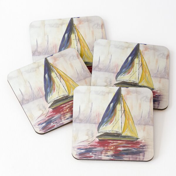 Item preview, sailboat red white and blue abstract designed and sold by melaniesfields.