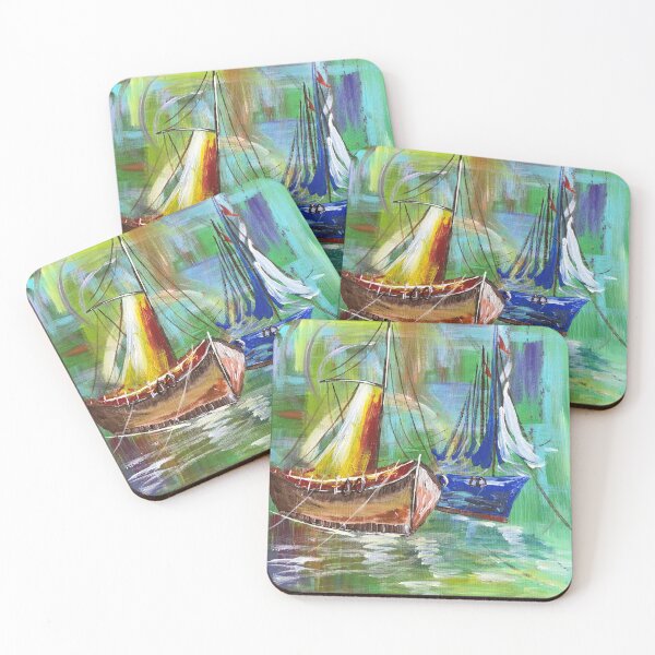 Item preview, sailboats green abstract designed and sold by melaniesfields.