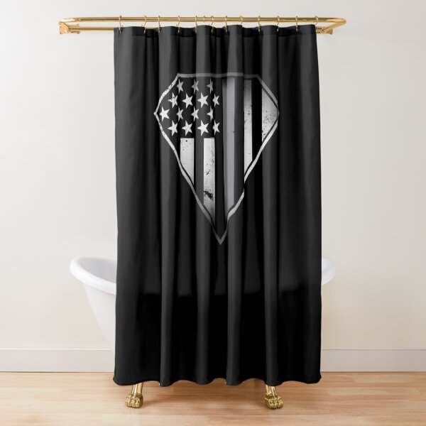 Agent correctionnel - Gardiens de correction - Silver Thin Line - Gray Thin Line - Super Patriot Shield - Patriotique - American Flag Shield - USA Flag Shield Rideau de douche