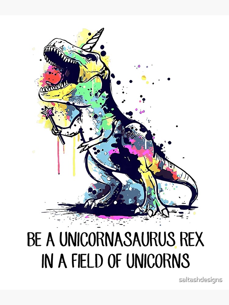 be a unicornasaurus rex in a field of unicorns