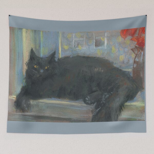 Item preview, Interrupted Nap, Black Cat on Window Sill, Impressionism  designed and sold by Julia Khoroshikh.