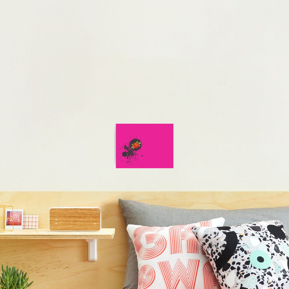 Sprouse inspired-Rose & Splattered Spray Paint- hot pink Photographic Print