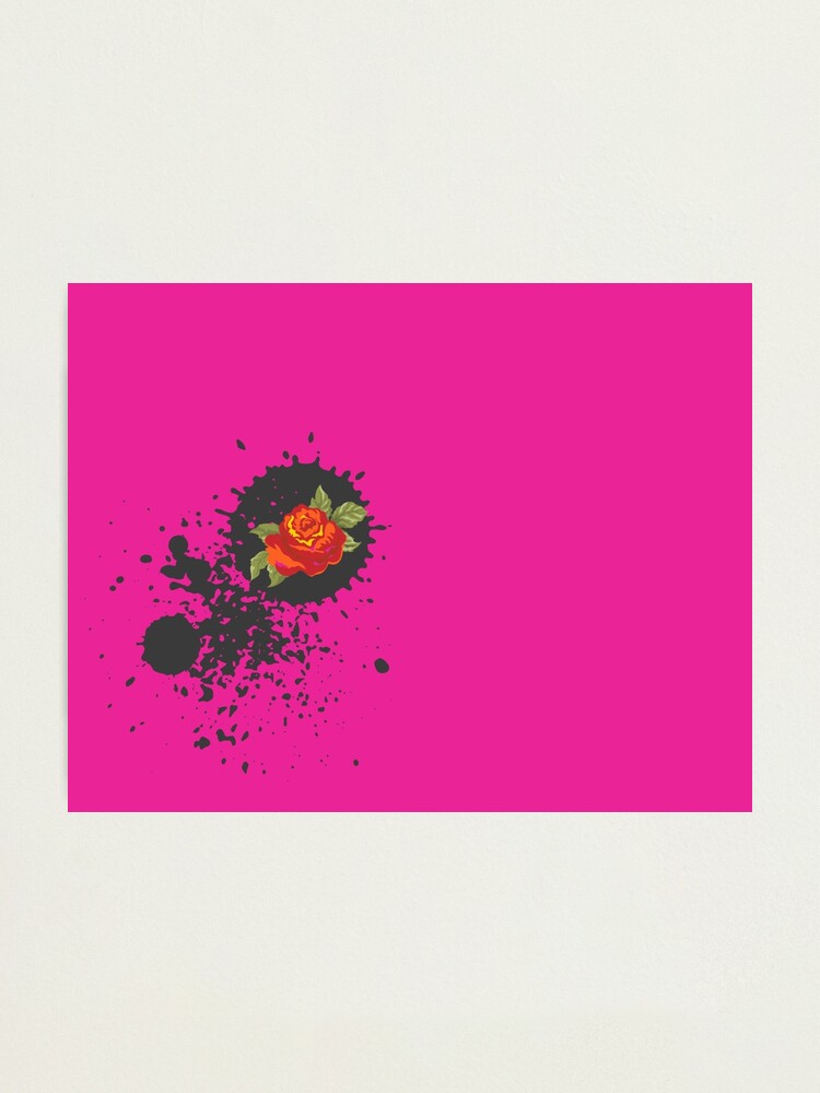 Alternate view of Sprouse inspired-Rose & Splattered Spray Paint- hot pink Photographic Print