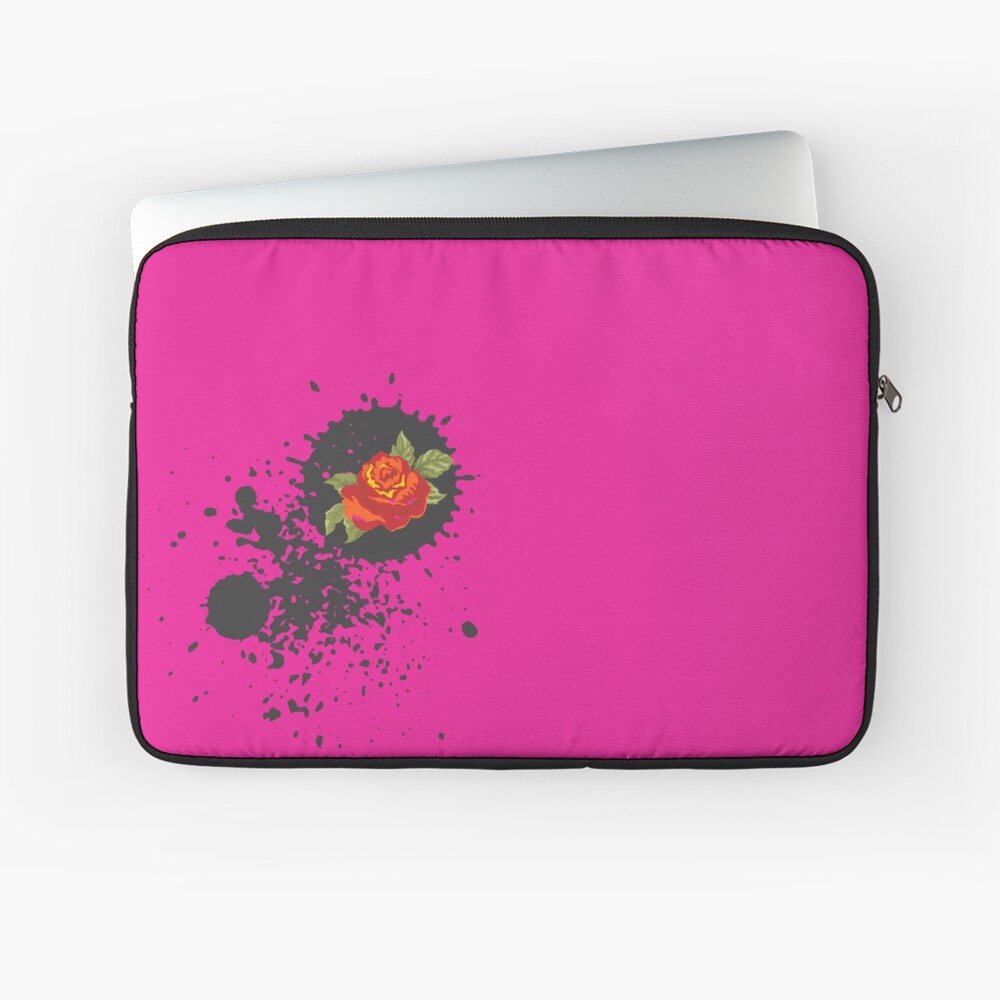 Sprouse inspired-Rose & Splattered Spray Paint- hot pink Laptop Sleeve