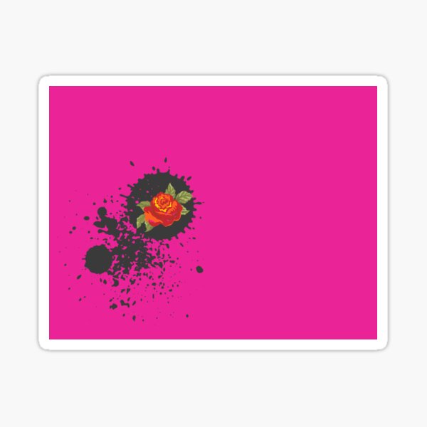Sprouse inspired-Rose & Splattered Spray Paint- hot pink Sticker