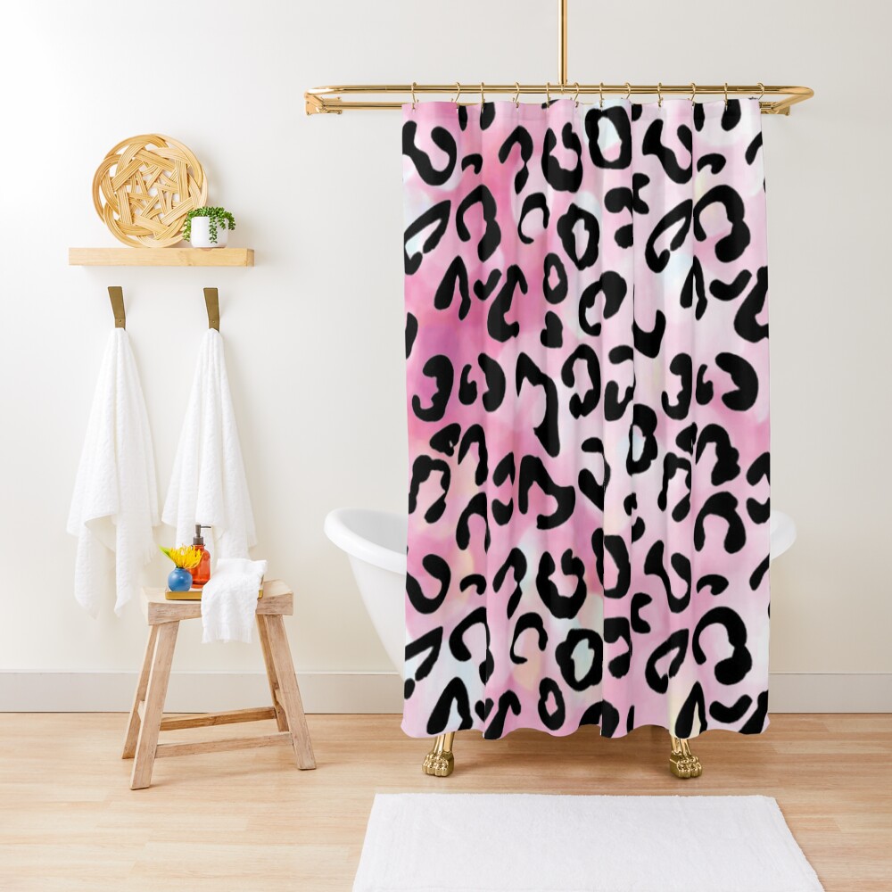 Black leopard pattern Shower Curtain