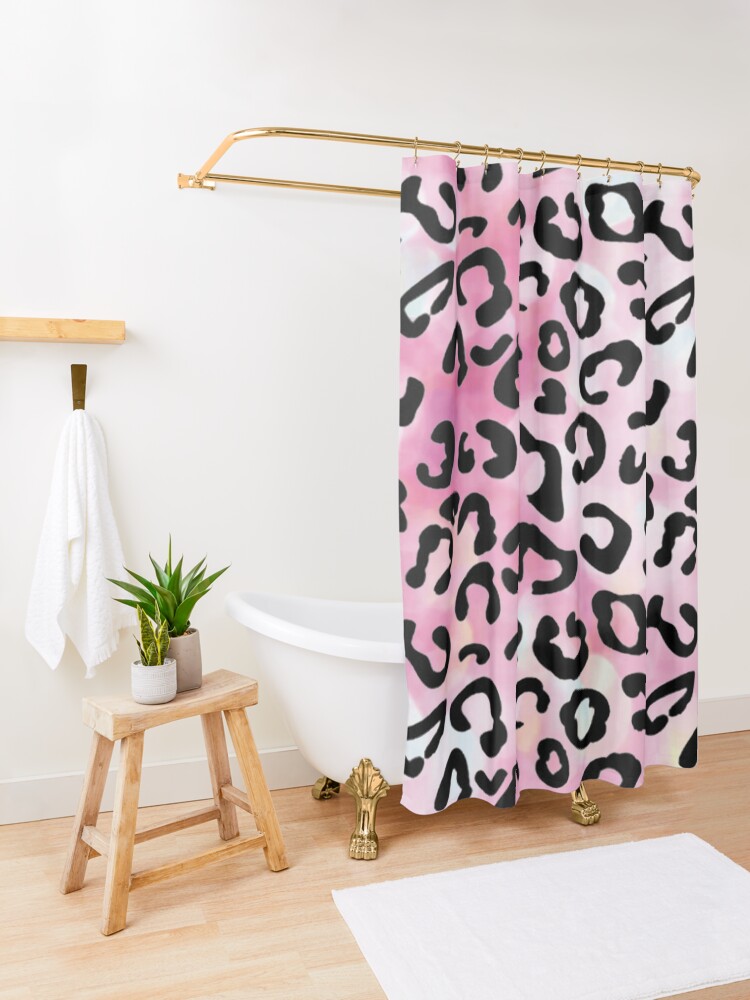 Alternate view of Black leopard pattern Shower Curtain