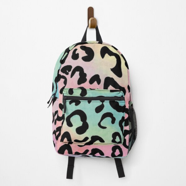 Item preview, Black leopard print, with rainbow background designed and sold by ColorsHappiness.