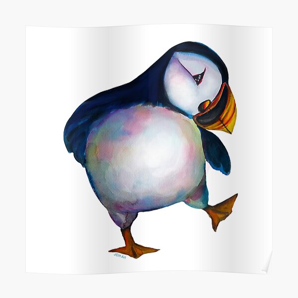 Watercolour Puffin Poster