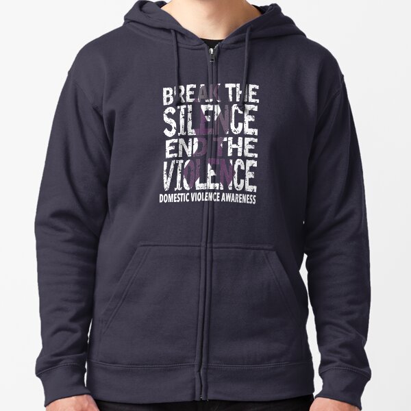 Domestic Violence Awareness Month - Purple Ribbon Domestic Violence Zipped Hoodie