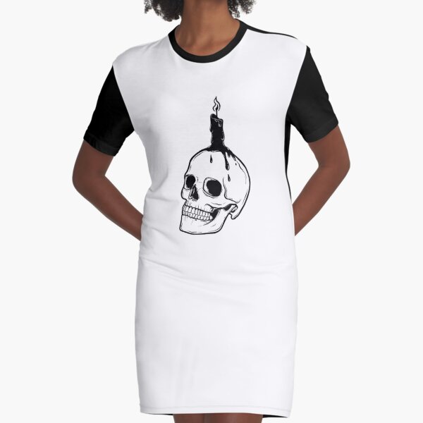 Spooky Skull Graphic T-Shirt Dress