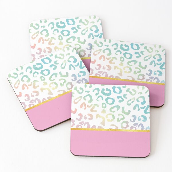 Item preview, Pink rainbow leopard print, golden lining designed and sold by ColorsHappiness.