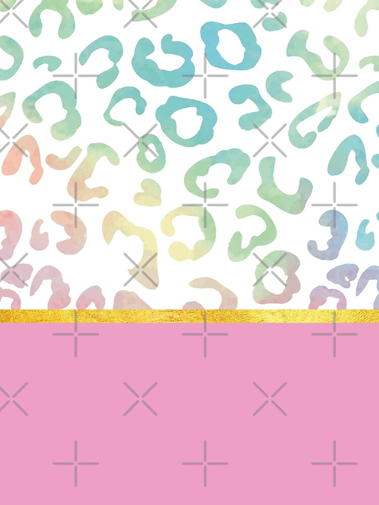 Pink rainbow leopard print, golden lining by ColorsHappiness