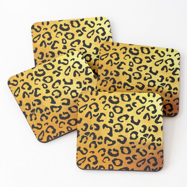 Item preview, Black leopard print, golden backgound designed and sold by ColorsHappiness.
