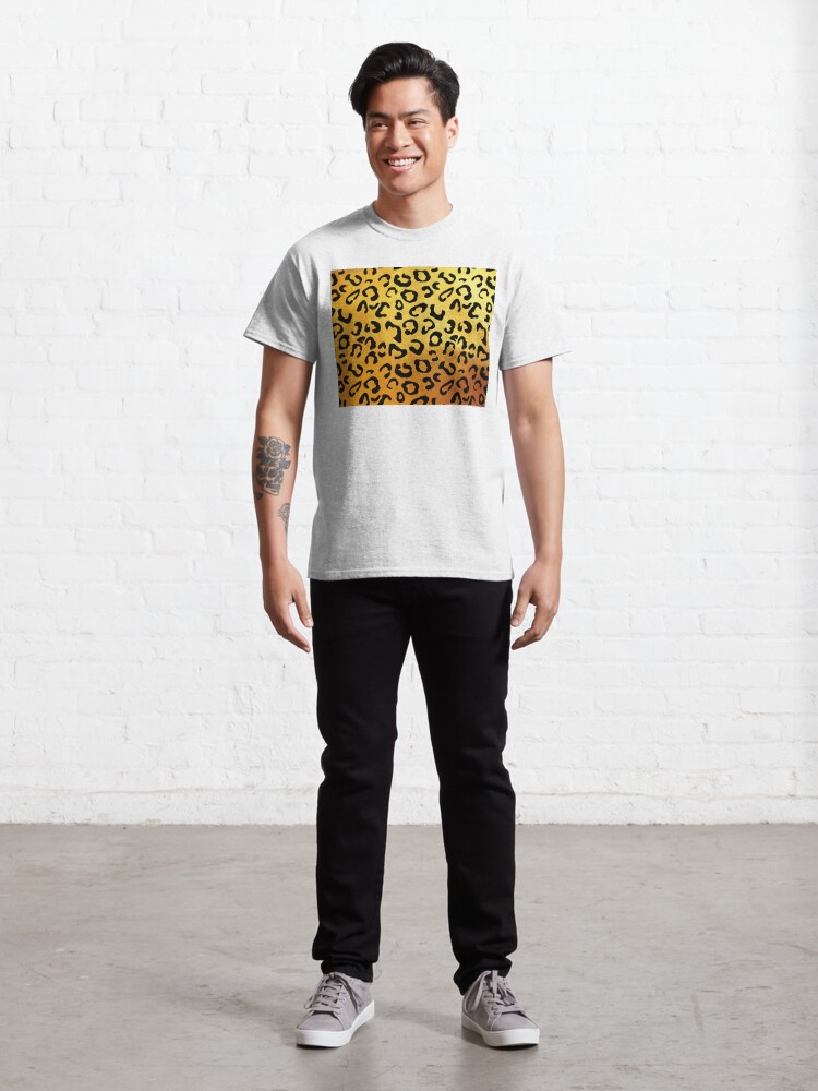 Alternate view of Black leopard print, golden backgound Classic T-Shirt