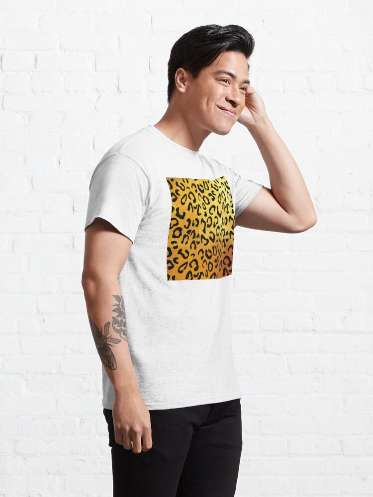 Alternate view of Black leopard print, golden backgound Classic T-Shirt