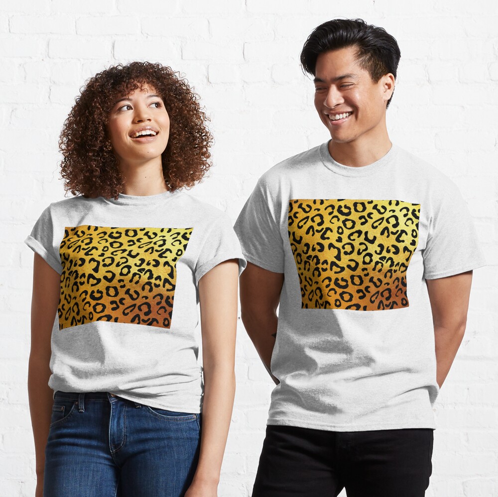 Black leopard print, golden backgound Classic T-Shirt