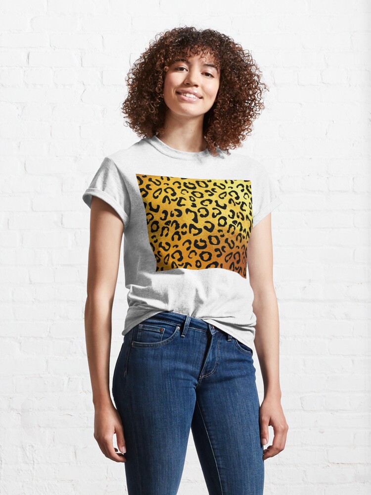 Alternate view of Black leopard print, golden backgound Classic T-Shirt