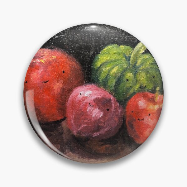 Item preview, Smiley Fruits & Veggies (an oil still life with smiley faces) designed and sold by Kiyye.