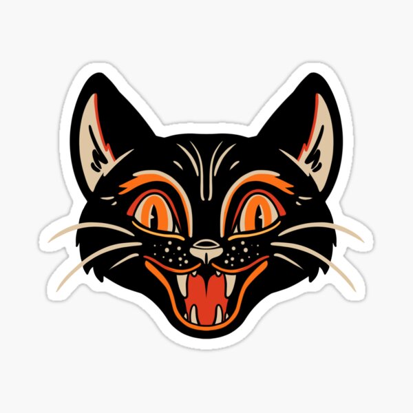 Vintage Style Cat Stamp Sticker for Halloween - CheDex's Ko-fi