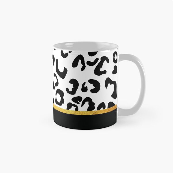 Item preview, Black and white leopard print, golden lining designed and sold by ColorsHappiness.