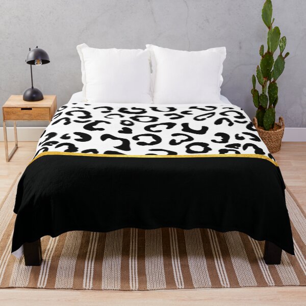 Item preview, Black and white leopard print, golden lining designed and sold by ColorsHappiness.