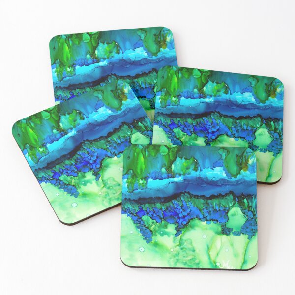 Item preview, Abstract Blues and Greens No. 1 designed and sold by Marla Kurzec.