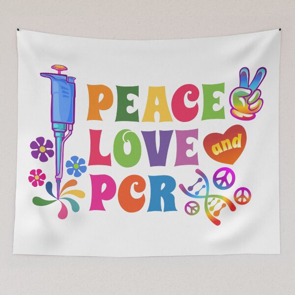 Item preview, Peace Love and PCR - Polymerase Chain Reaction Design with Pipette DNA and Heart designed and sold by Zit-Zat-Zot.