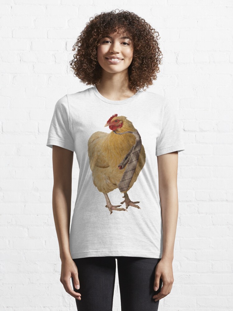 hen wearing a tie shirt