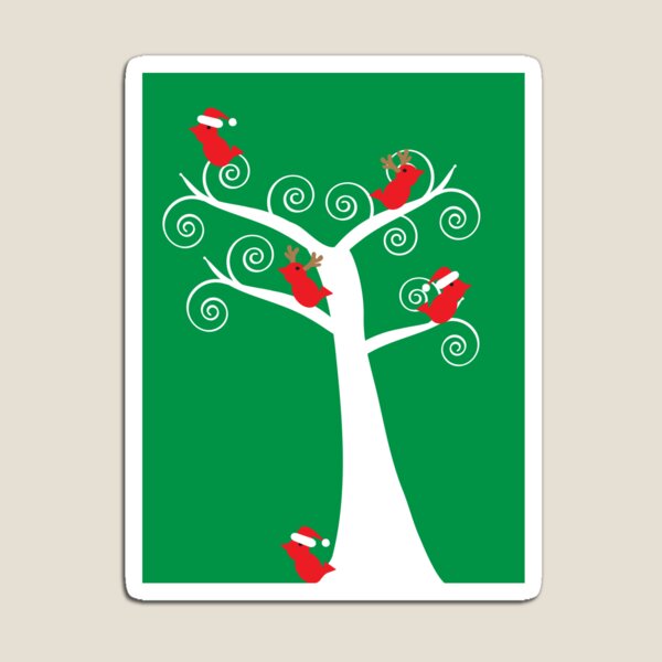 Christmas Birds in a Tree Magnet