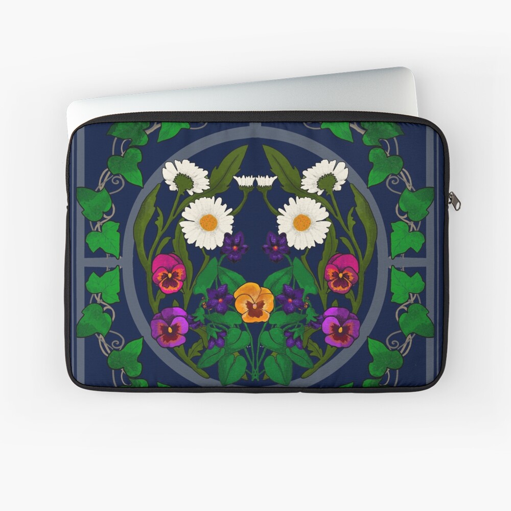 Daisy, Violet, Ivy-- Navy Laptop Sleeve