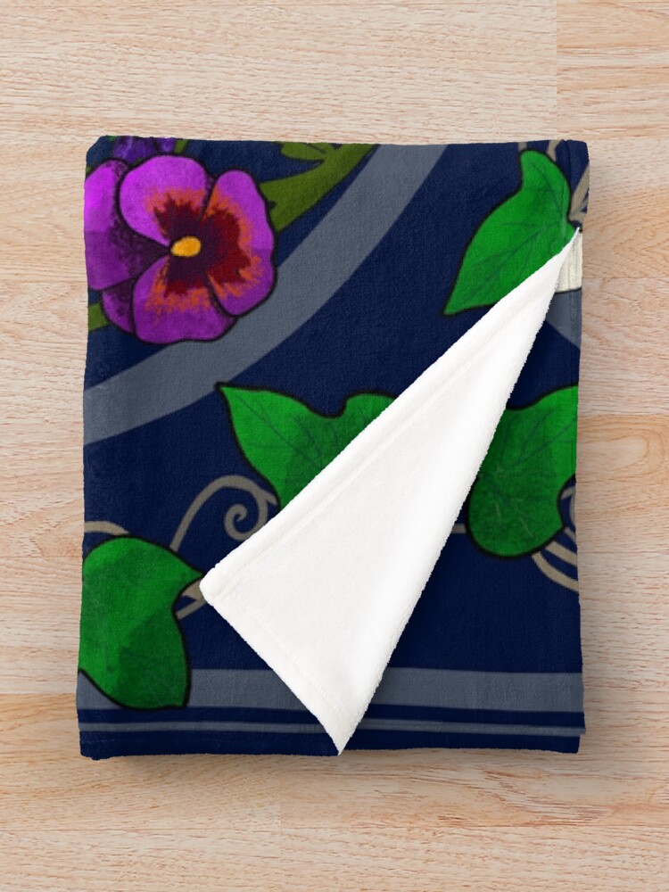 Alternate view of Daisy, Violet, Ivy-- Navy Throw Blanket