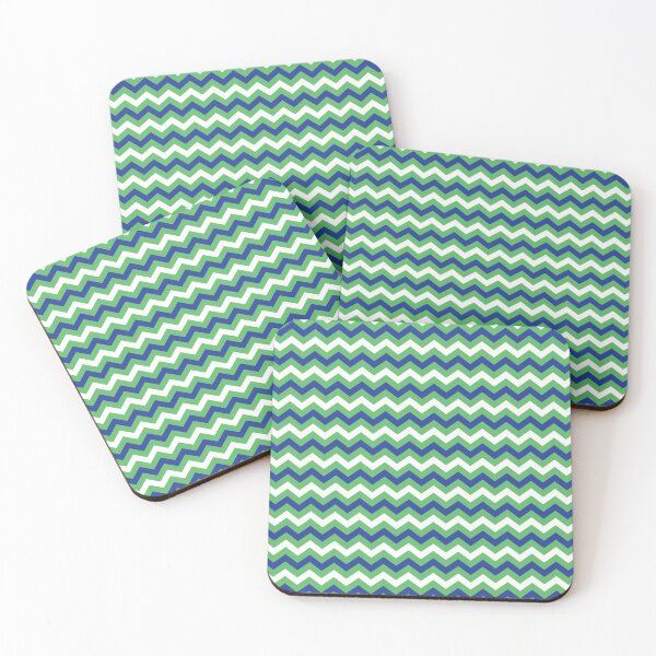 Item preview, Kelly Green Royal Blue and White Chevron Zigzag Pattern designed and sold by SqueakyRicardo.