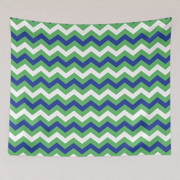 Item preview, Kelly Green Royal Blue and White Chevron Zigzag Pattern designed and sold by SqueakyRicardo.
