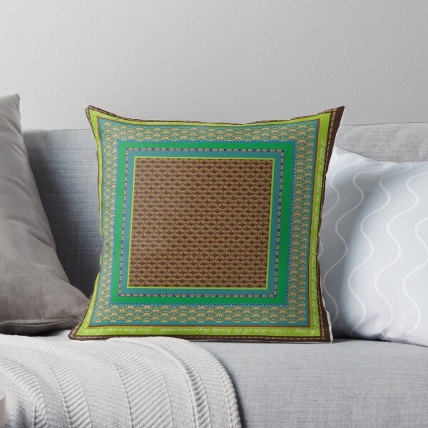Scarf design brown/green Throw Pillow