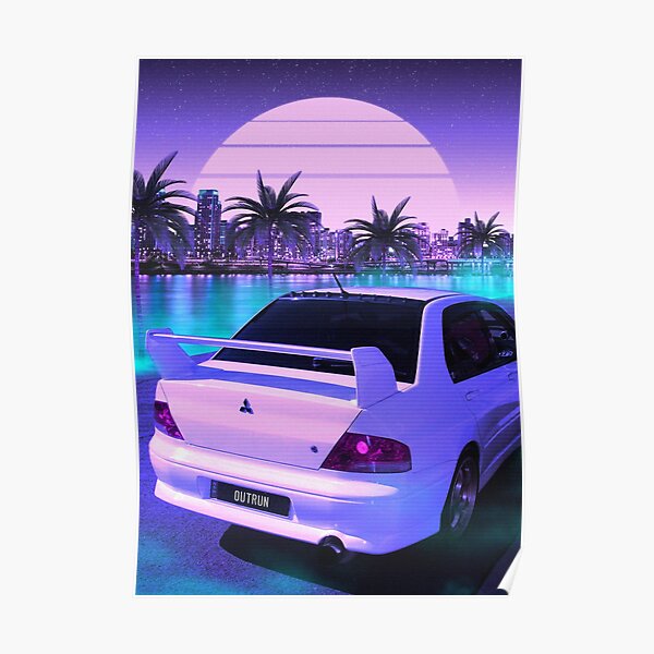 Lancer Evo 80s midnight outrun Poster