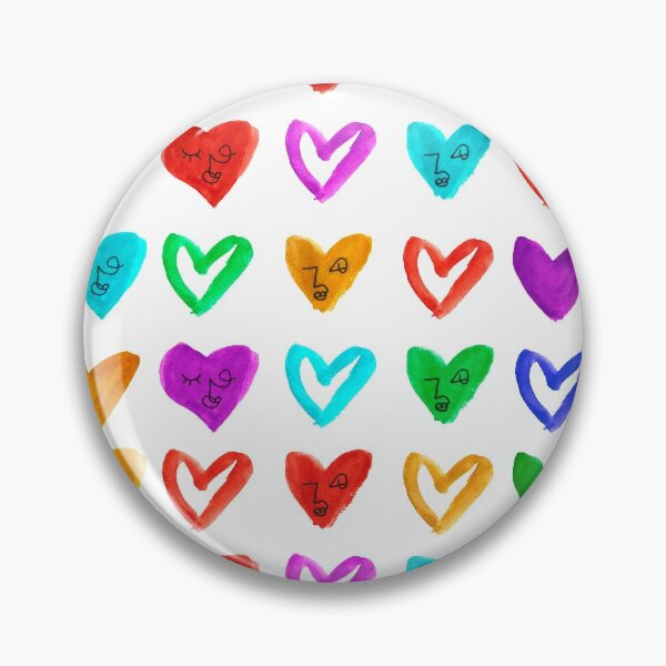 Item preview, Rainbow Watercolor Hearts with Abstract Faces Pattern designed and sold by Kristen Lucero.