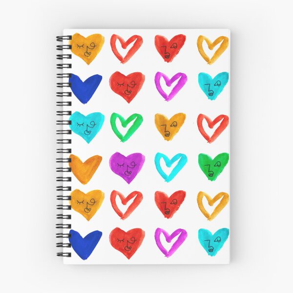 Item preview, Rainbow Watercolor Hearts with Abstract Faces Pattern designed and sold by Kristen Lucero.