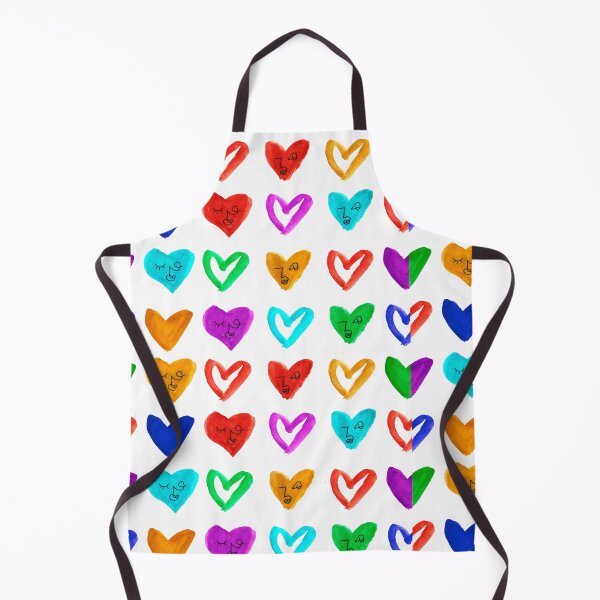Item preview, Rainbow Watercolor Hearts with Abstract Faces Pattern designed and sold by Kristen Lucero.