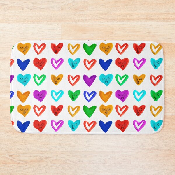 Item preview, Rainbow Watercolor Hearts with Abstract Faces Pattern designed and sold by Kristen Lucero.