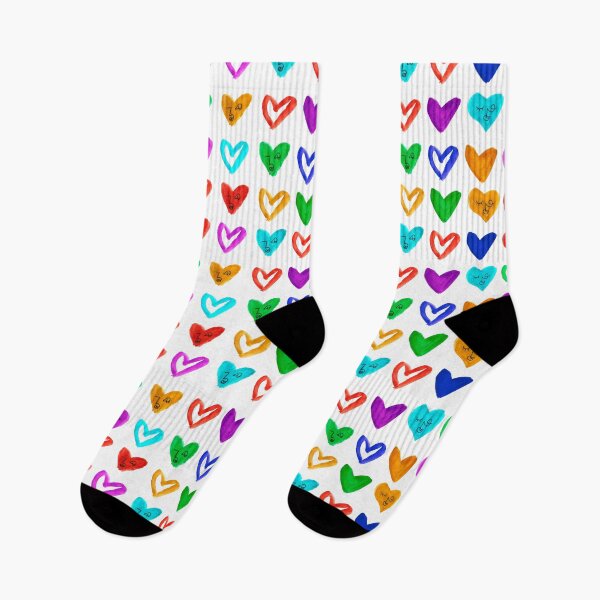Item preview, Rainbow Watercolor Hearts with Abstract Faces Pattern designed and sold by Kristen Lucero.