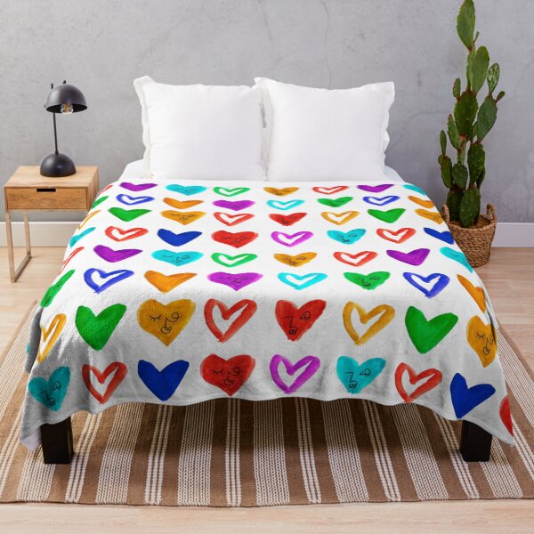 Item preview, Rainbow Watercolor Hearts with Abstract Faces Pattern designed and sold by Kristen Lucero.