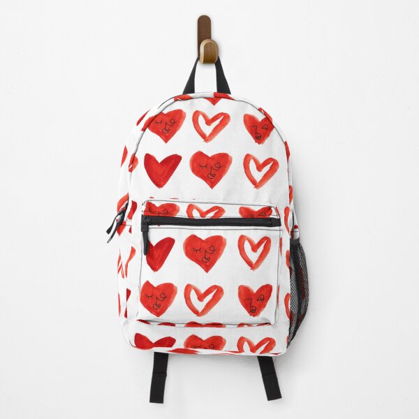 Item preview, Bright Red Watercolor Hearts with Abstract Faces Pattern designed and sold by Kristen Lucero.