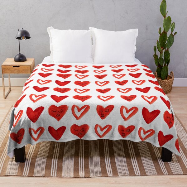 Item preview, Bright Red Watercolor Hearts with Abstract Faces Pattern designed and sold by Kristen Lucero.
