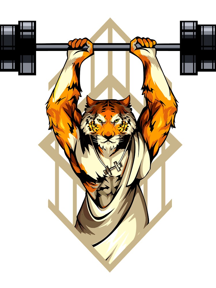 Tiger Illustration Muscle Women t-shirt by Chaser Brand Animal