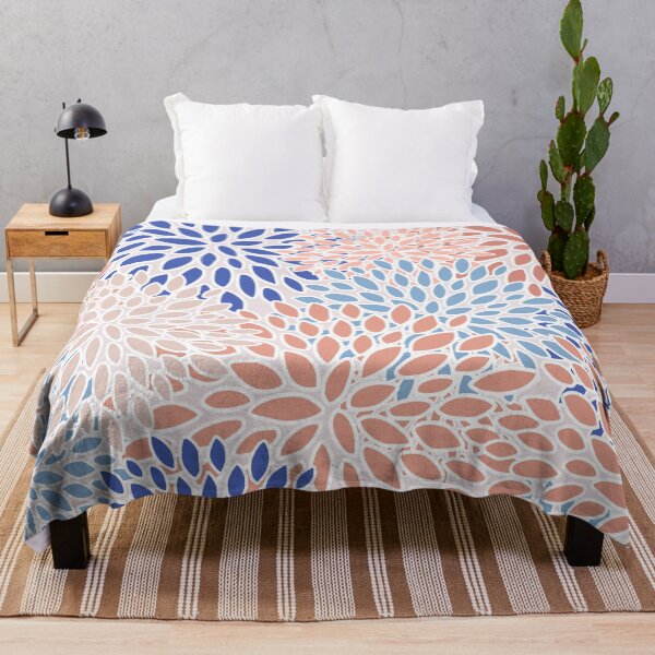 Item preview, Flower Blooms, Pink, Orange, Blue, Modern, Floral Prints designed and sold by meggydesigns.