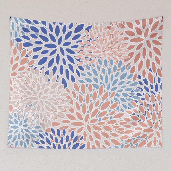 Item preview, Flower Blooms, Pink, Orange, Blue, Modern, Floral Prints designed and sold by meggydesigns.