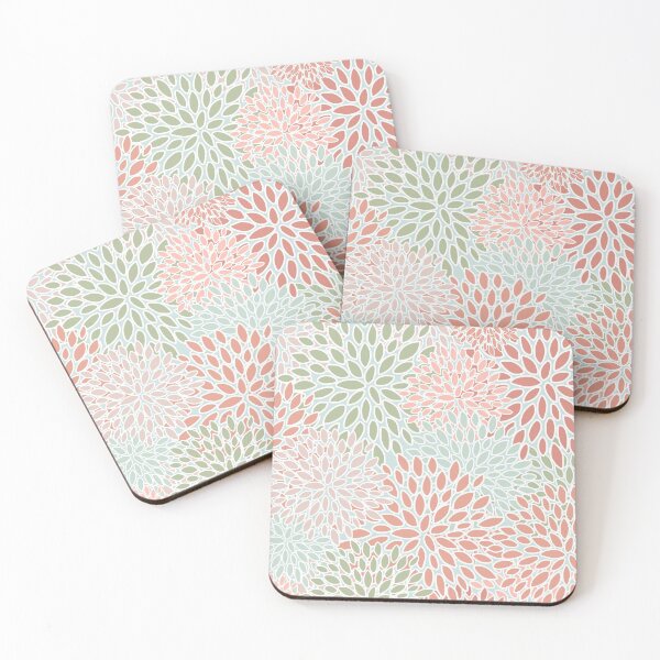 Item preview, Flower Blooms, Green, Aqua and Pink, Floral Prints designed and sold by meggydesigns.