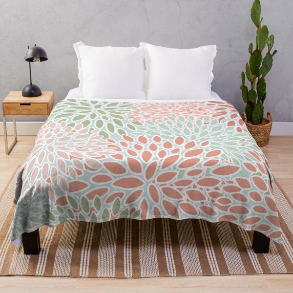 Item preview, Flower Blooms, Green, Aqua and Pink, Floral Prints designed and sold by meggydesigns.