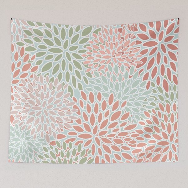 Item preview, Flower Blooms, Green, Aqua and Pink, Floral Prints designed and sold by meggydesigns.